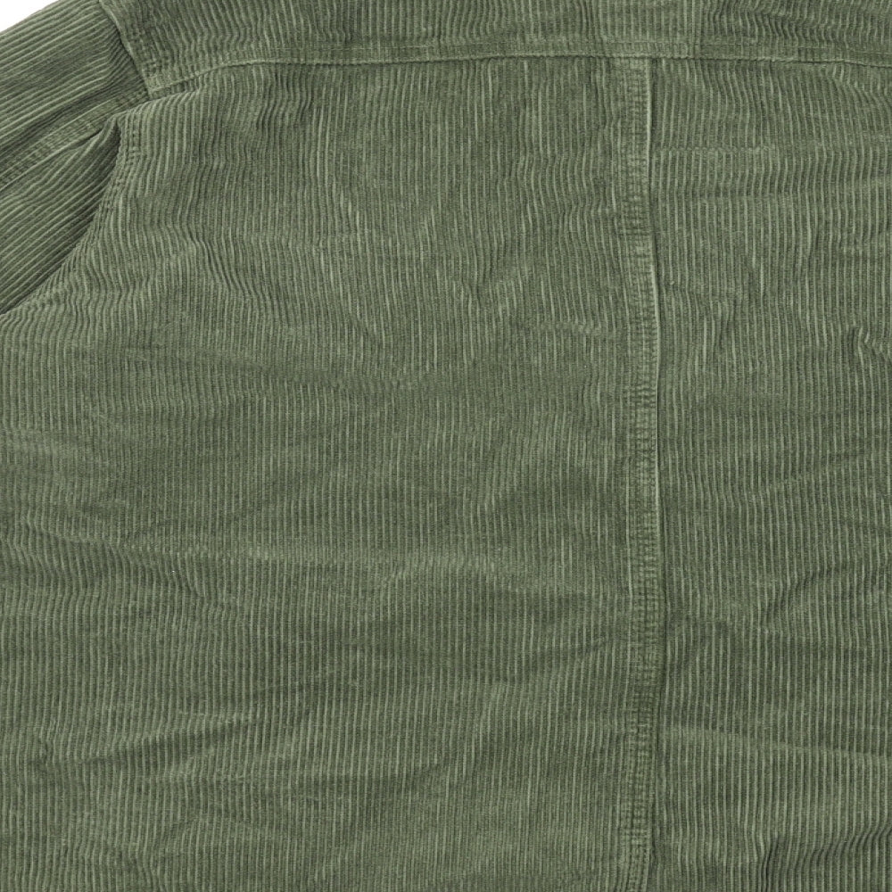 New Look Womens Green Cotton Basic Button-Up Size 14 Collared