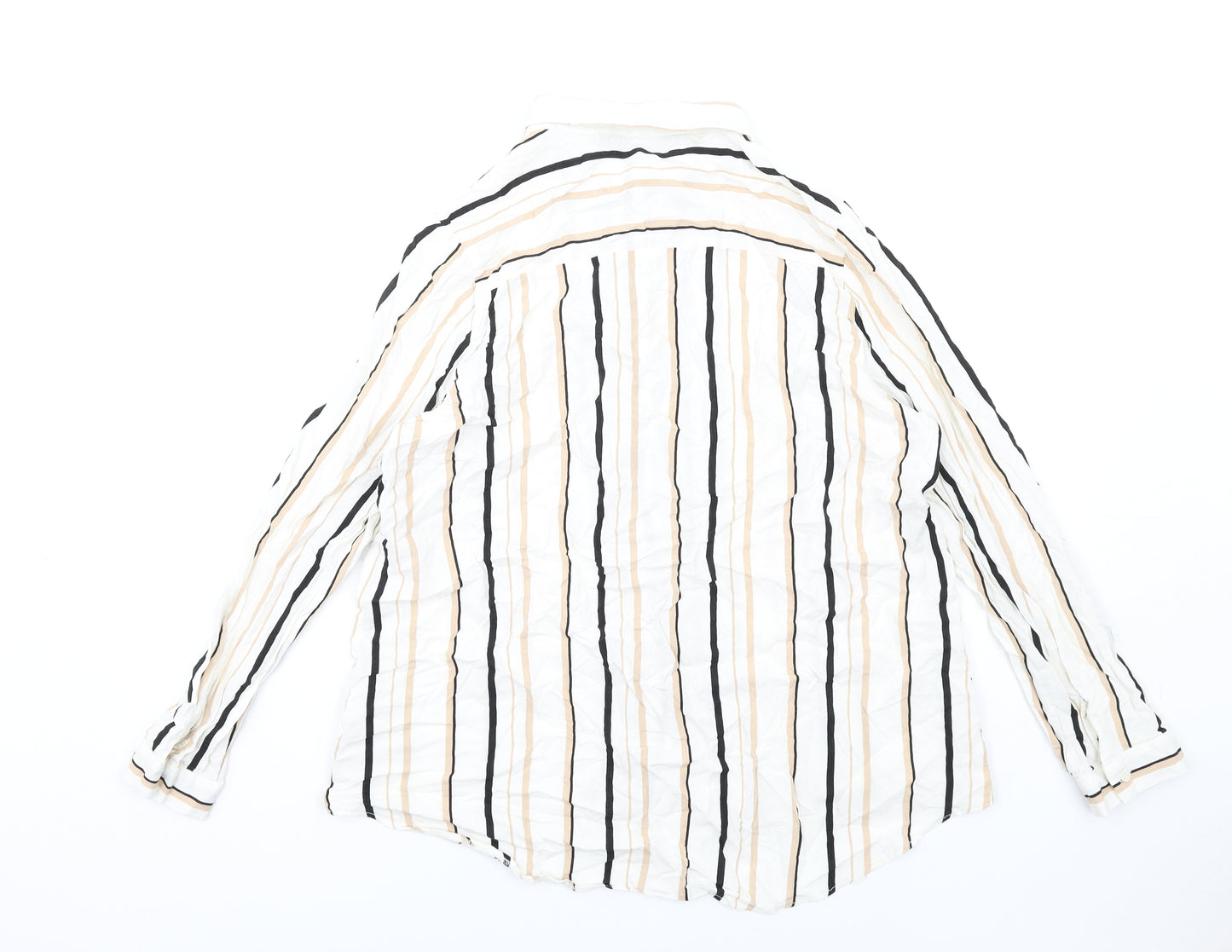New Look Womens Multicoloured Striped Viscose Basic Button-Up Size 16 Collared