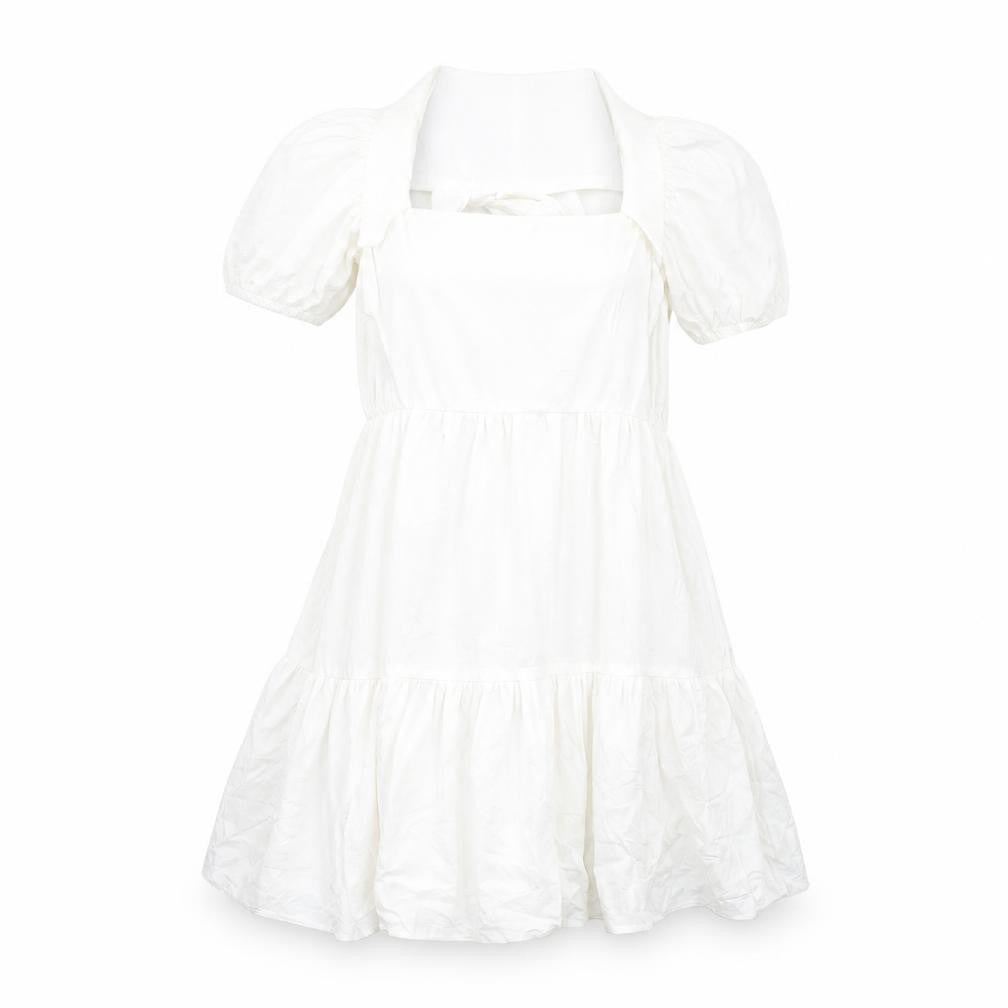 Front view of New Look women’s white cotton a-line, size UK 6, square neck pullover