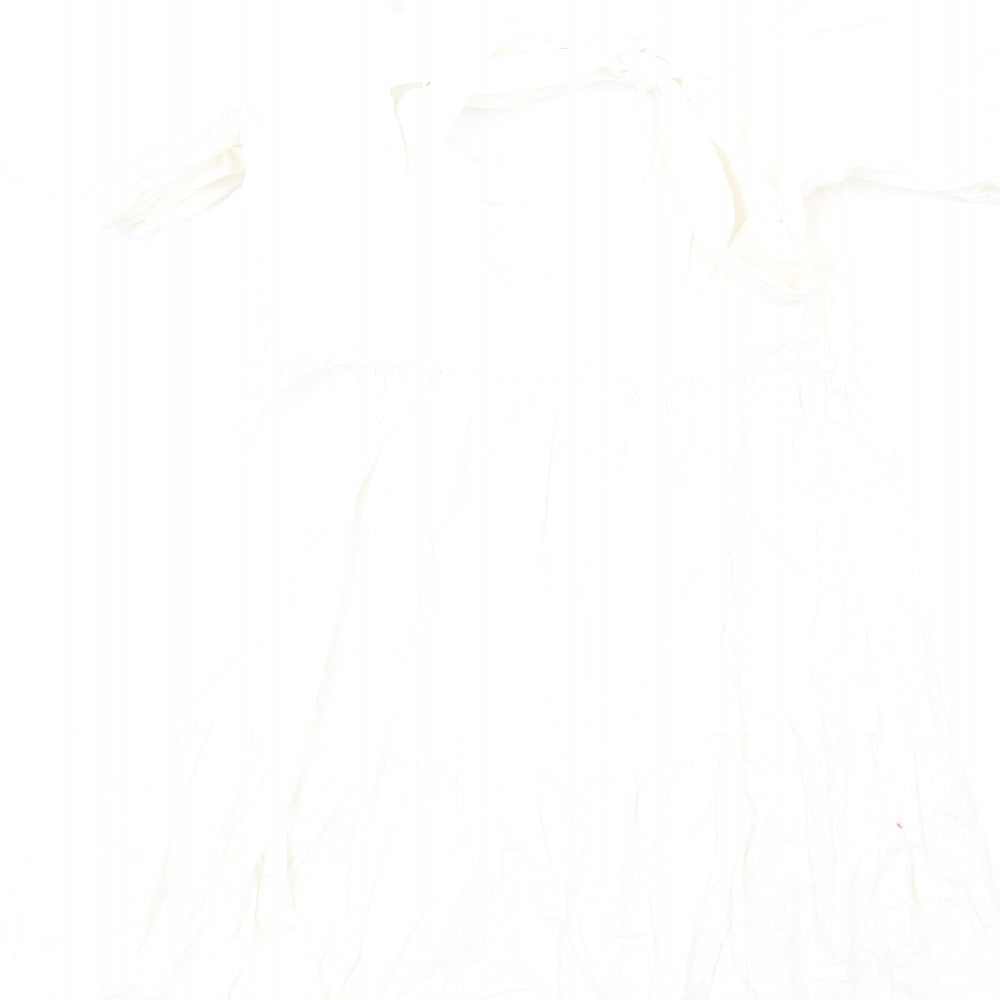 New Look Womens White Cotton A-Line Size 6 Square Neck Pullover