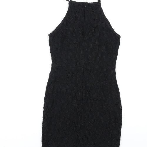 Missguided Womens Black Nylon Mini Size 6 Square Neck Zip