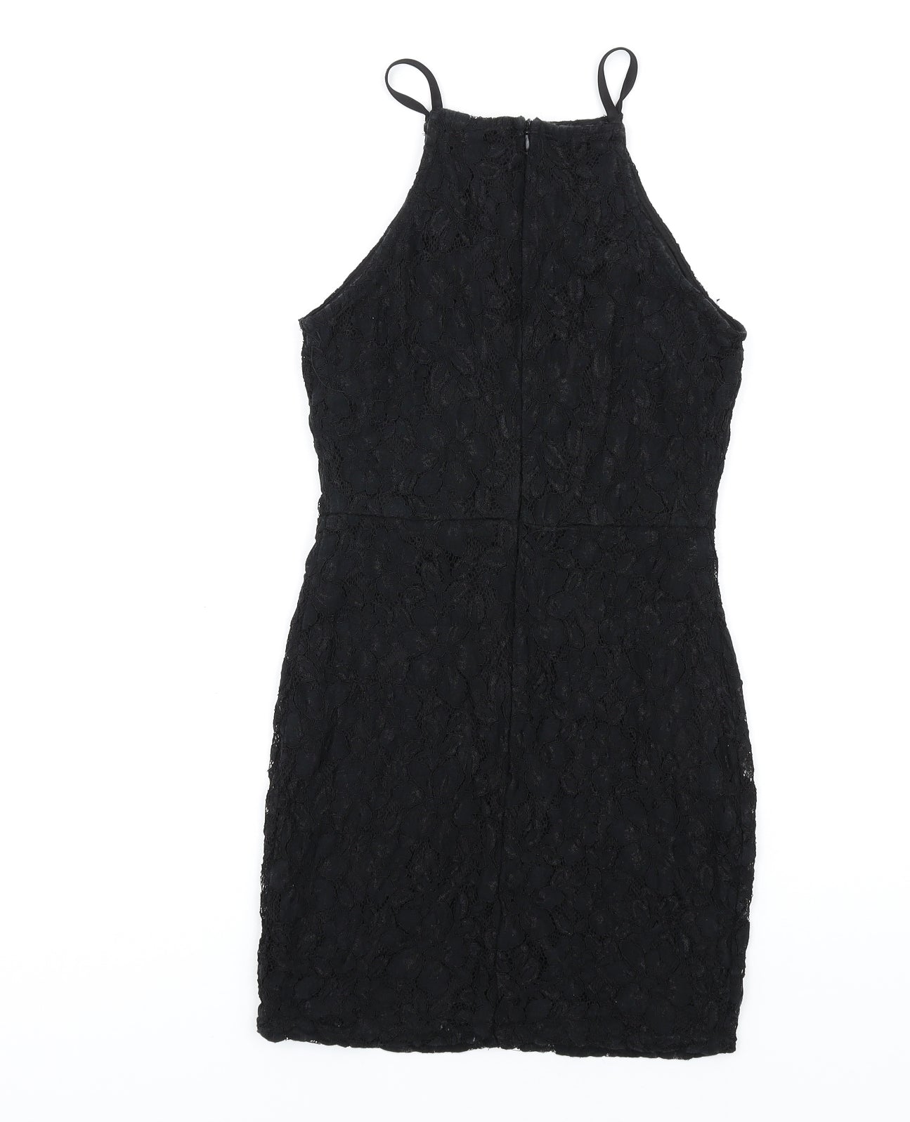 Missguided Womens Black Nylon Mini Size 6 Square Neck Zip