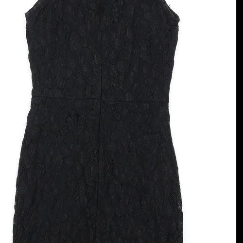 Missguided Womens Black Nylon Mini Size 6 Square Neck Zip