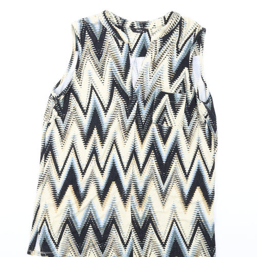 M&Co Womens Multicoloured Geometric Viscose Camisole Tank Size 10 V-Neck
