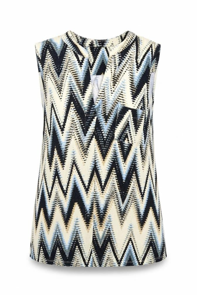 M&Co Womens Multicoloured Geometric Viscose Camisole Tank Size 10 V-Neck