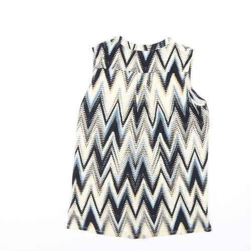 M&Co Womens Multicoloured Geometric Viscose Camisole Tank Size 10 V-Neck