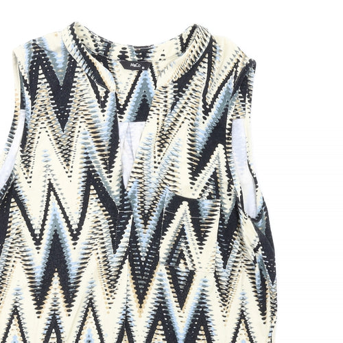 M&Co Womens Multicoloured Geometric Viscose Camisole Tank Size 10 V-Neck