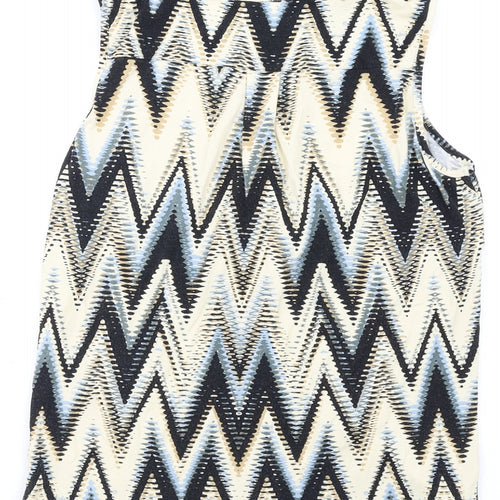 M&Co Womens Multicoloured Geometric Viscose Camisole Tank Size 10 V-Neck