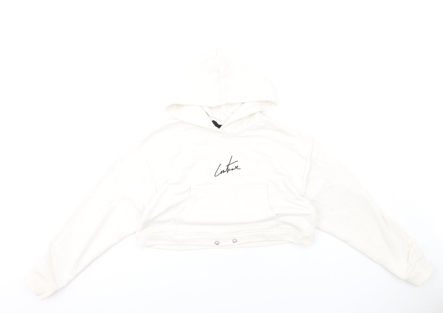 The Couture Club Womens Ivory Cotton Pullover Hoodie Size M Pullover