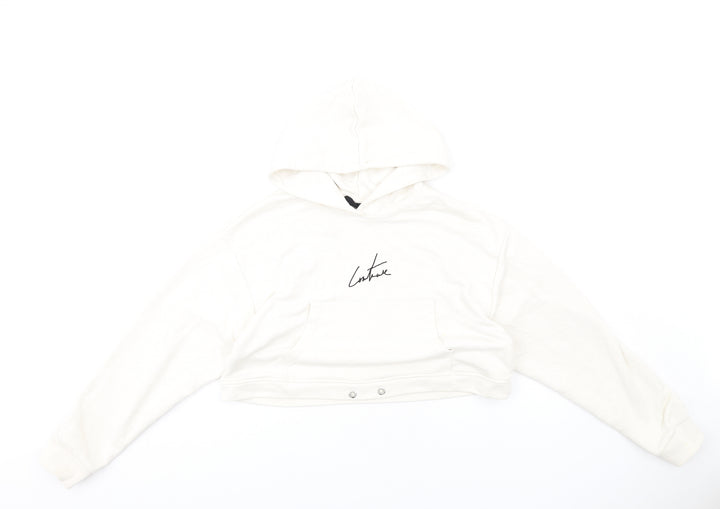 The Couture Club Womens Ivory Cotton Pullover Hoodie Size M Pullover