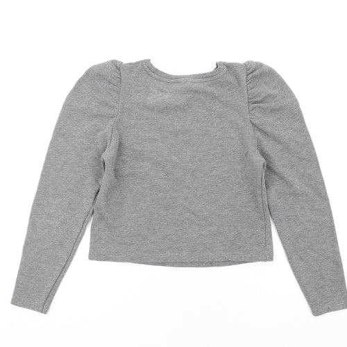 Zara Womens Grey Polyester Pullover Sweatshirt Size S Pullover - Puff Sleeve