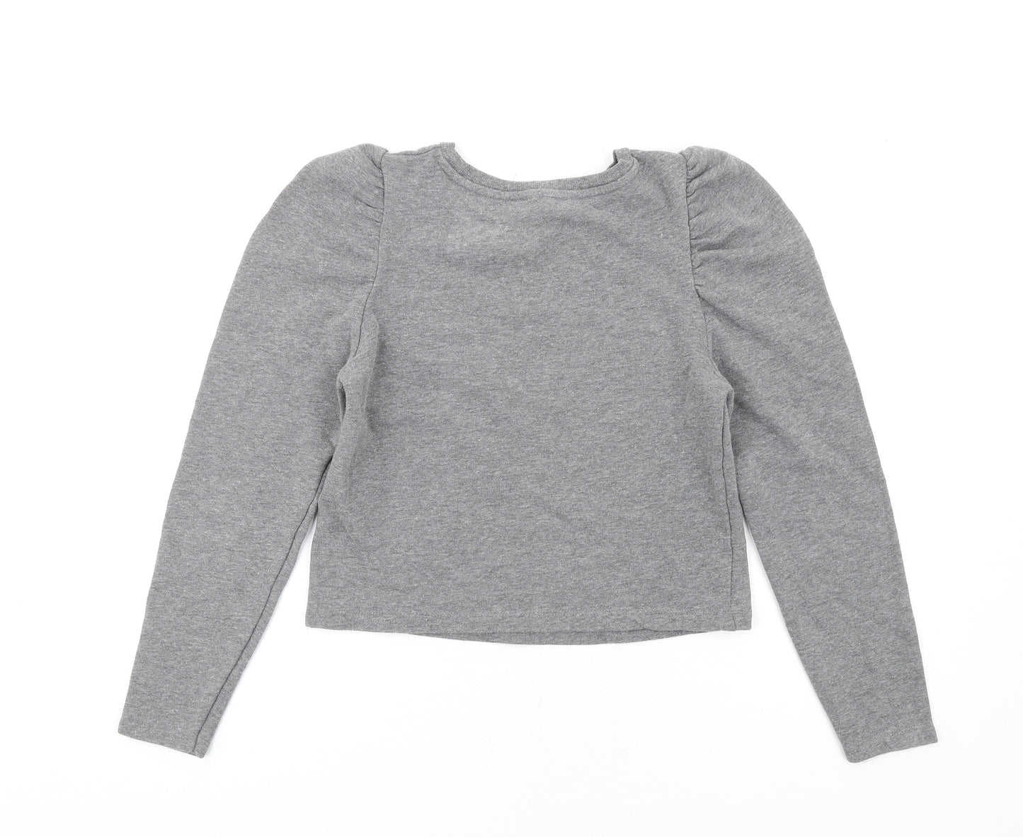 Zara Womens Grey Polyester Pullover Sweatshirt Size S Pullover - Puff Sleeve