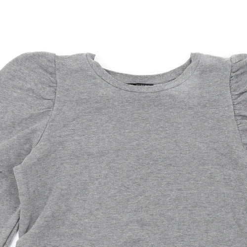 Zara Womens Grey Polyester Pullover Sweatshirt Size S Pullover - Puff Sleeve