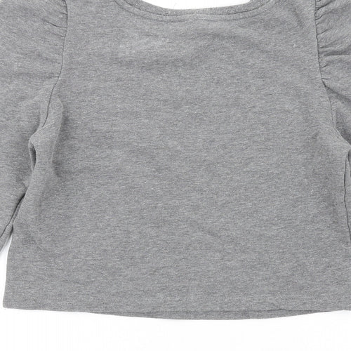 Zara Womens Grey Polyester Pullover Sweatshirt Size S Pullover - Puff Sleeve