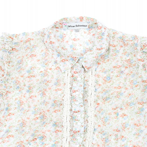 Urban Behavior Womens Multicoloured Floral Polyester Basic Button-Up Size 10 Collared