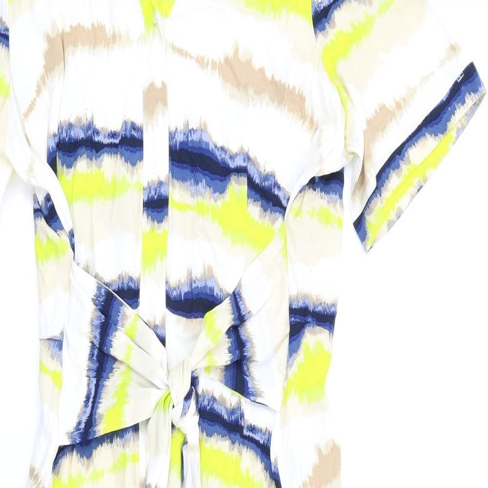 Marks and Spencer Womens Multicoloured Geometric Viscose Shirt Dress Size 14 Collared Button