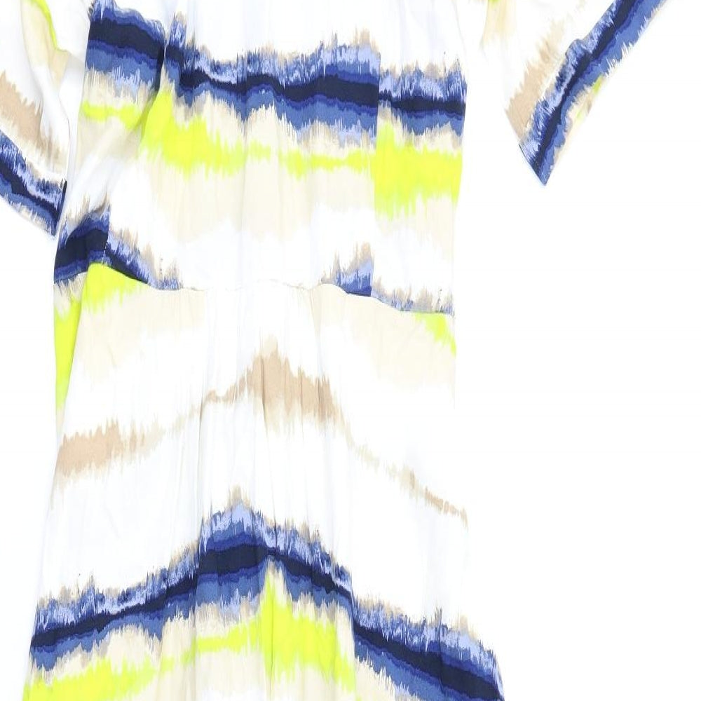 Marks and Spencer Womens Multicoloured Geometric Viscose Shirt Dress Size 14 Collared Button