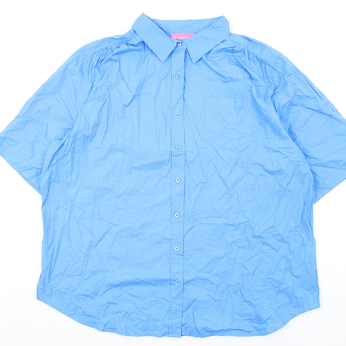Woman Within Womens Blue Cotton Basic Button-Up Size 26 Collared
