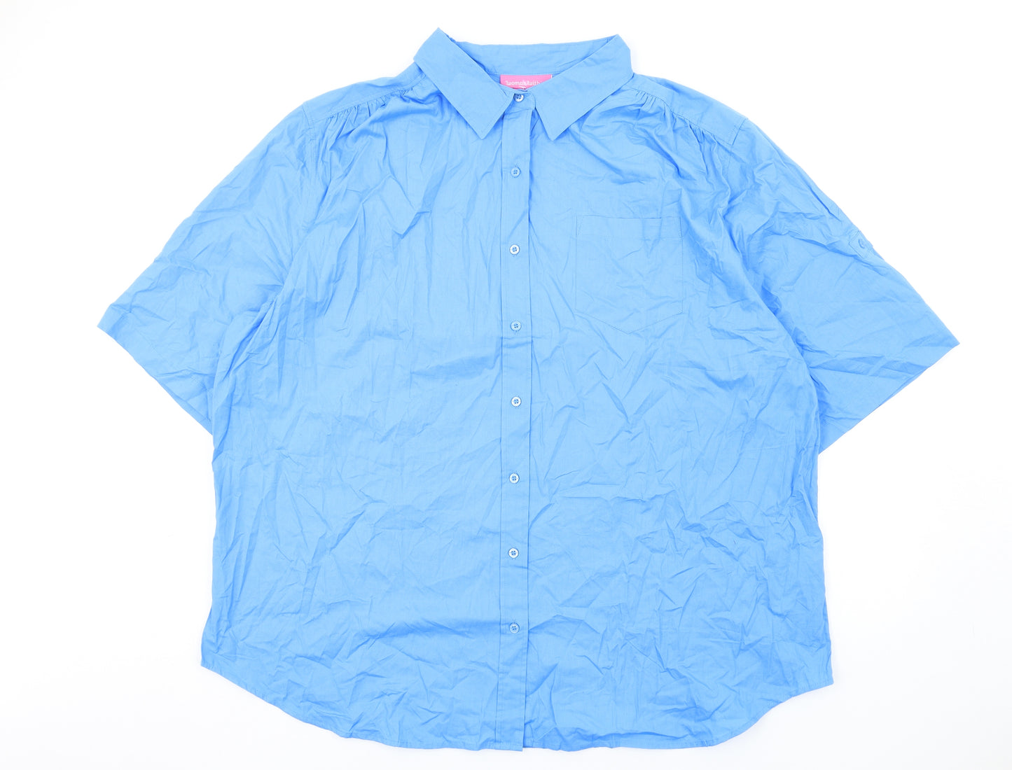 Woman Within Womens Blue Cotton Basic Button-Up Size 26 Collared