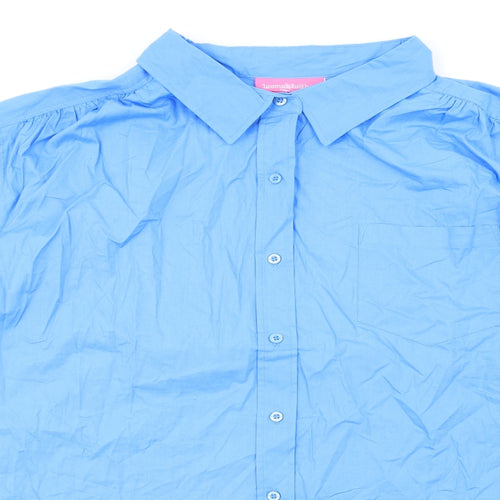 Woman Within Womens Blue Cotton Basic Button-Up Size 26 Collared