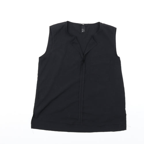 H&M Womens Black Polyester Basic Tank Size 14 V-Neck