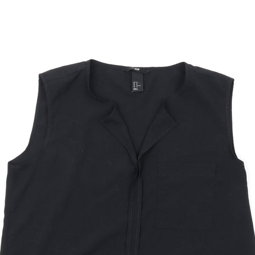 H&M Womens Black Polyester Basic Tank Size 14 V-Neck