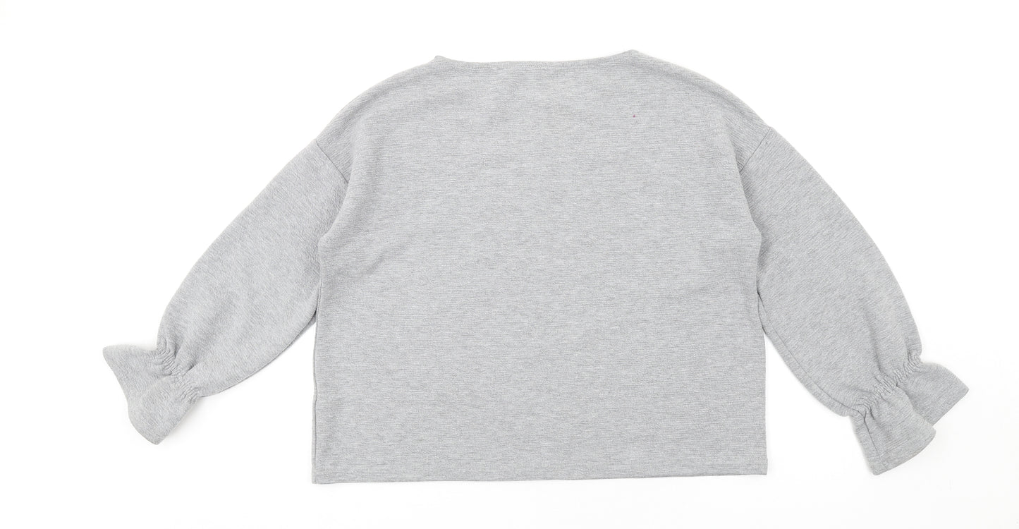 French Connection Womens Grey Polyester Pullover Sweatshirt Size S Pullover