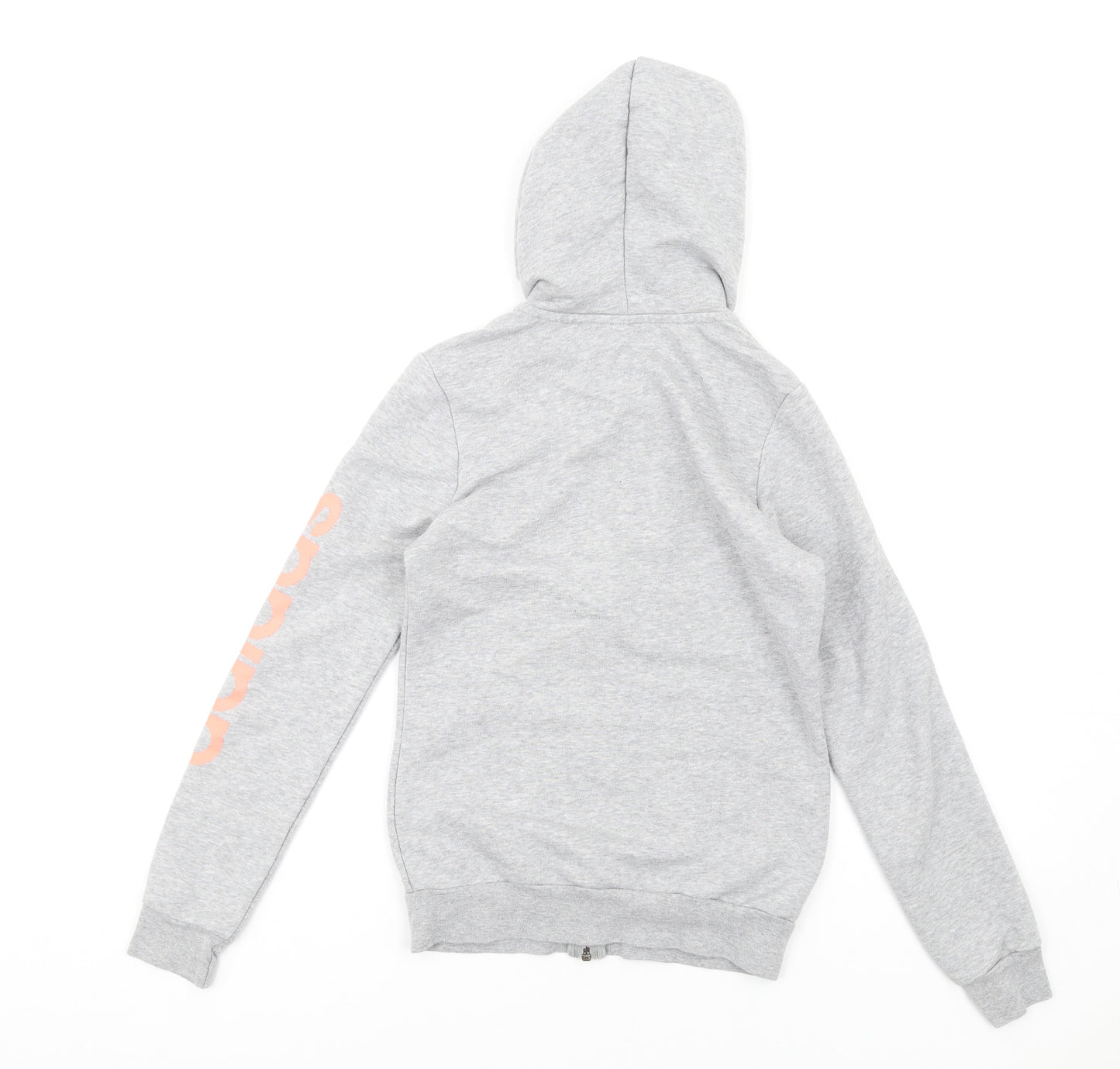 adidas Girls Grey Cotton Full Zip Hoodie Size 12-13 Years Zip