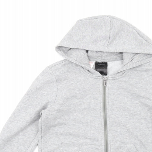 adidas Girls Grey Cotton Full Zip Hoodie Size 12-13 Years Zip
