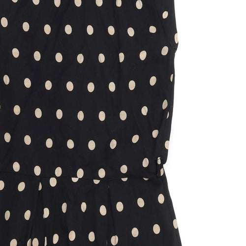 Dorothy Perkins Womens Black Polka Dot Viscose Shirt Dress Size 10 Collared Button