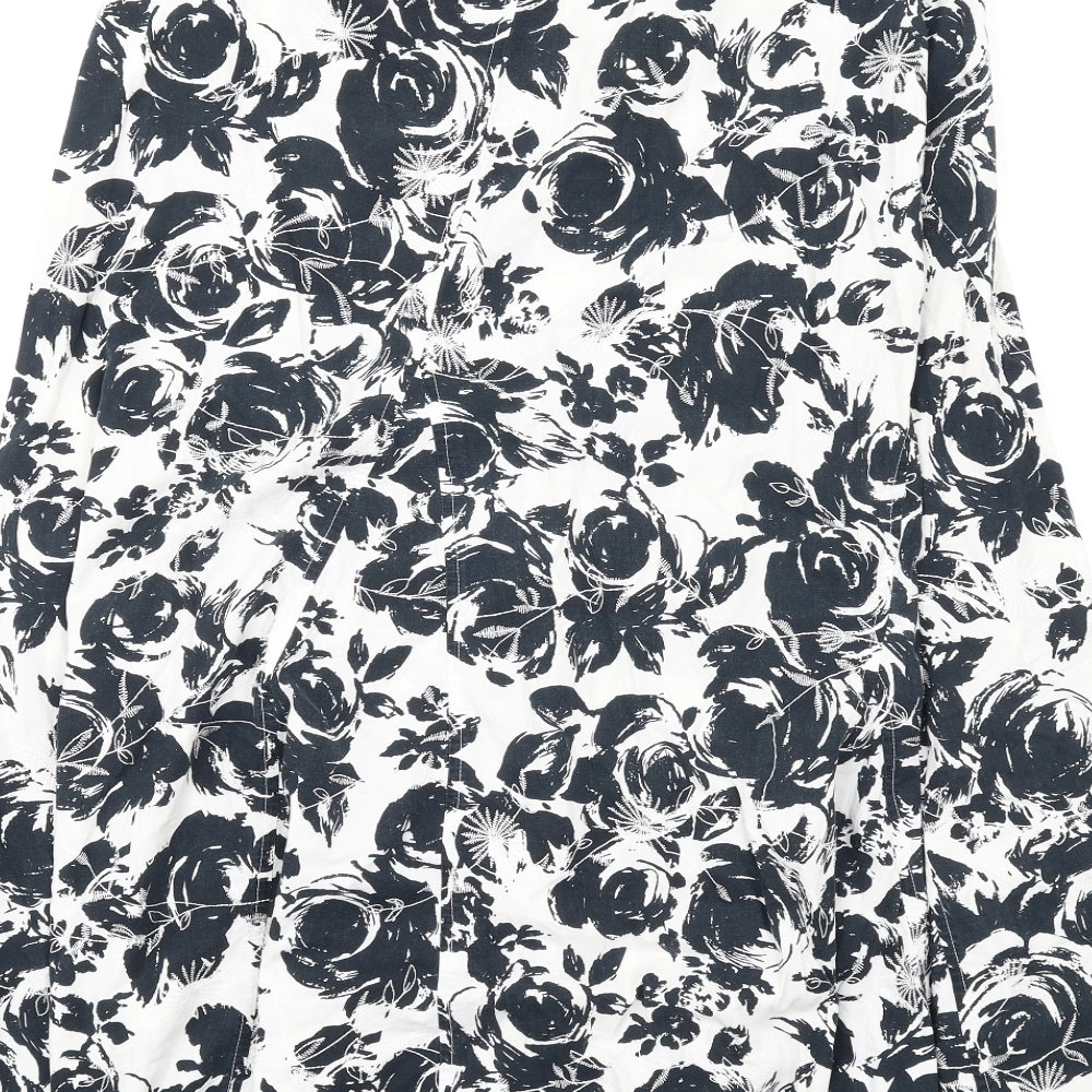 Per Una Womens Black Floral Cotton A-Line Skirt Size 10 Zip