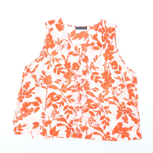 Marks and Spencer Womens Red Floral Polyester Basic Tank Size 22 V-Neck