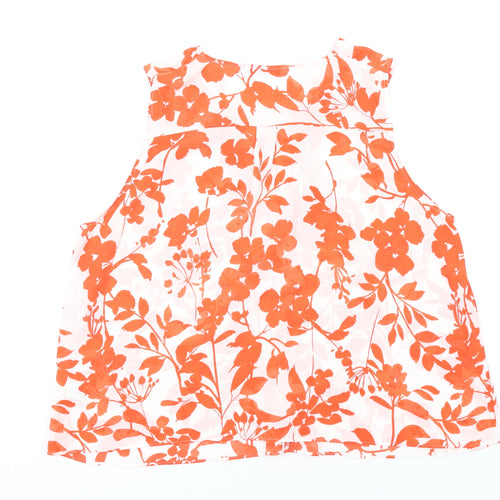 Marks and Spencer Womens Red Floral Polyester Basic Tank Size 22 V-Neck