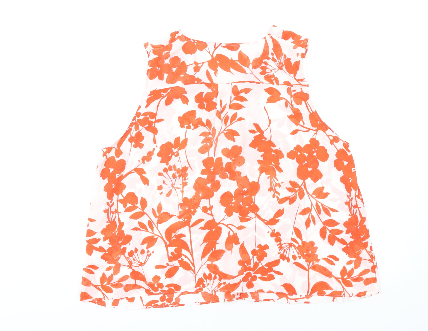 Marks and Spencer Womens Red Floral Polyester Basic Tank Size 22 V-Neck