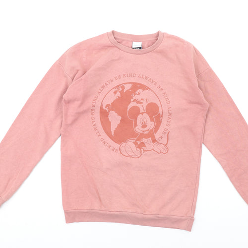 Disney Girls Pink Cotton Pullover Sweatshirt Size 13-14 Years Pullover - Mickey Mouse