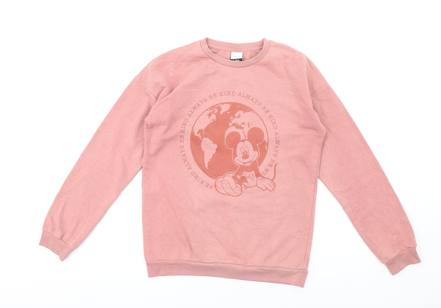 Disney Girls Pink Cotton Pullover Sweatshirt Size 13-14 Years Pullover - Mickey Mouse