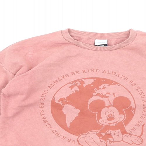 Disney Girls Pink Cotton Pullover Sweatshirt Size 13-14 Years Pullover - Mickey Mouse