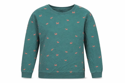 Front view of Next women’s green geometric cotton pullover sweatshirt, size S, pullover