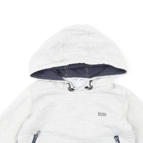 HUGO BOSS Boys Grey Cotton Pullover Hoodie Size 12 Years Pullover