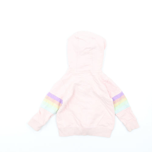 NEXT Girls Pink Cotton Full Zip Hoodie Size 3 Years Zip