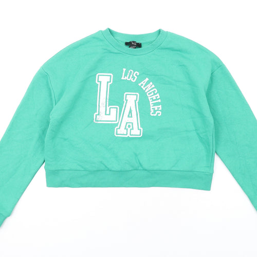 New Look Girls Green Cotton Pullover Sweatshirt Size 12-13 Years Pullover