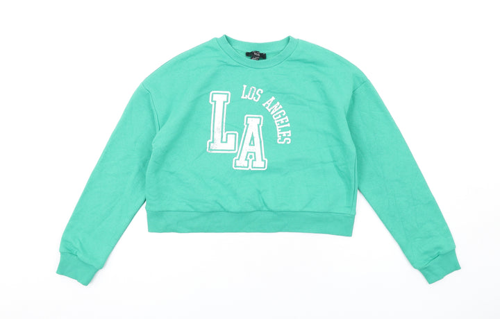 New Look Girls Green Cotton Pullover Sweatshirt Size 12-13 Years Pullover