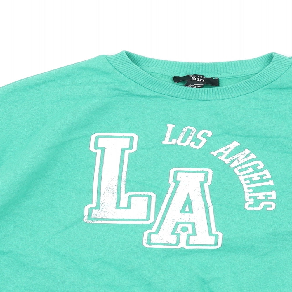 New Look Girls Green Cotton Pullover Sweatshirt Size 12-13 Years Pullover