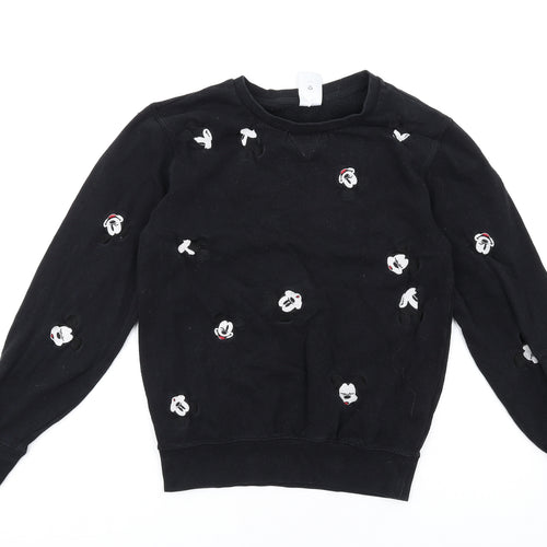 Disney Womens Black Cotton Pullover Sweatshirt Size S Pullover - Mickey Mouse