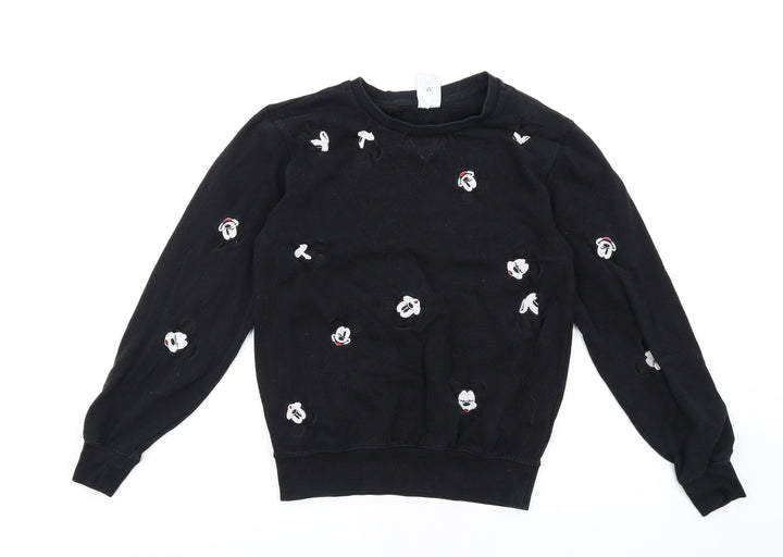 Disney Womens Black Cotton Pullover Sweatshirt Size S Pullover - Mickey Mouse