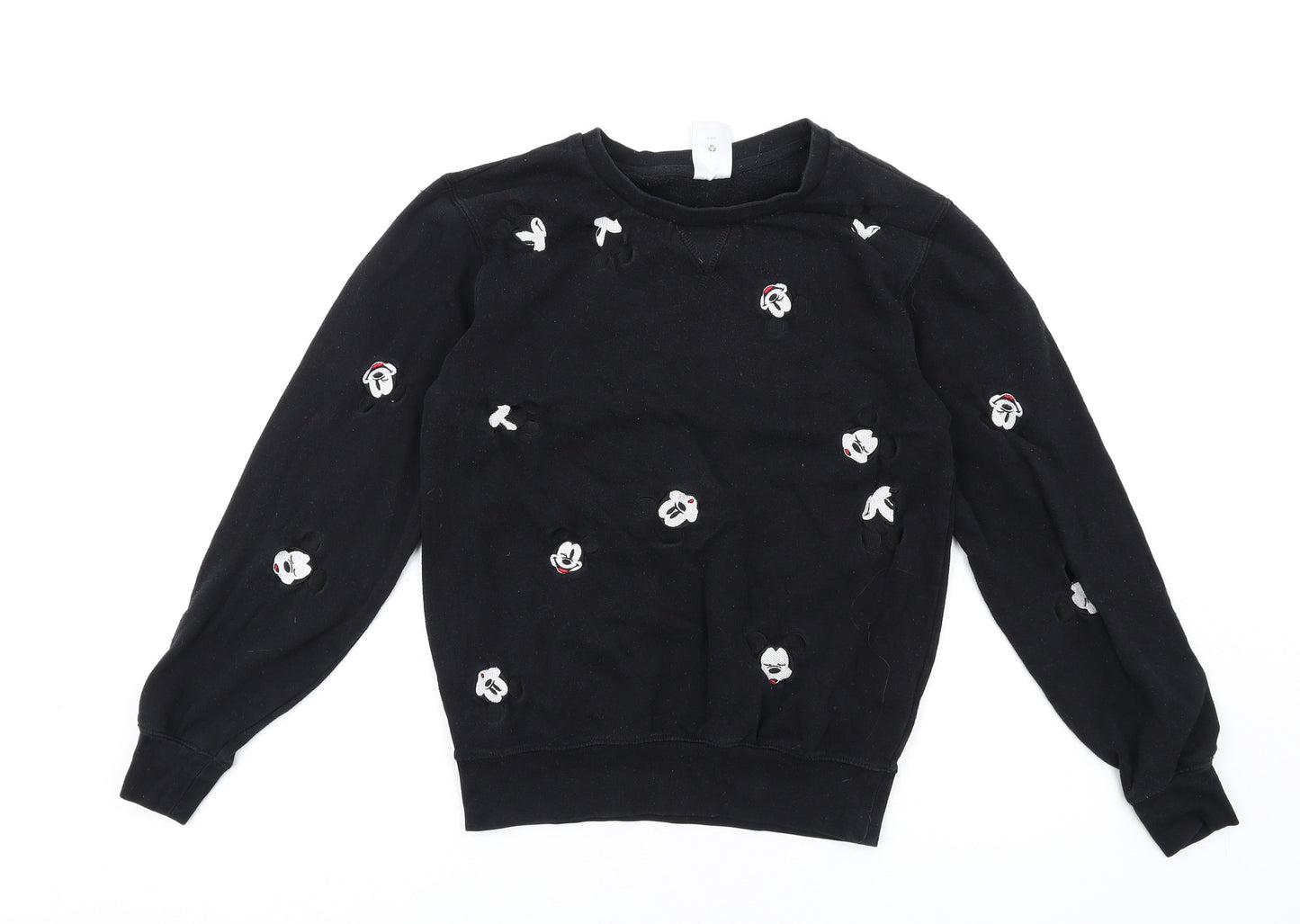 Disney Womens Black Cotton Pullover Sweatshirt Size S Pullover - Mickey Mouse