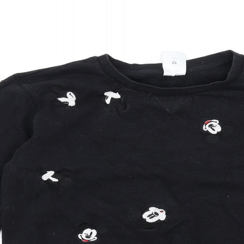 Disney Womens Black Cotton Pullover Sweatshirt Size S Pullover - Mickey Mouse