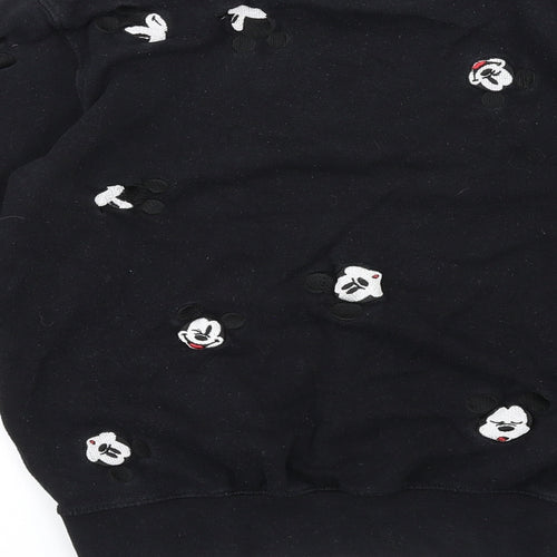 Disney Womens Black Cotton Pullover Sweatshirt Size S Pullover - Mickey Mouse