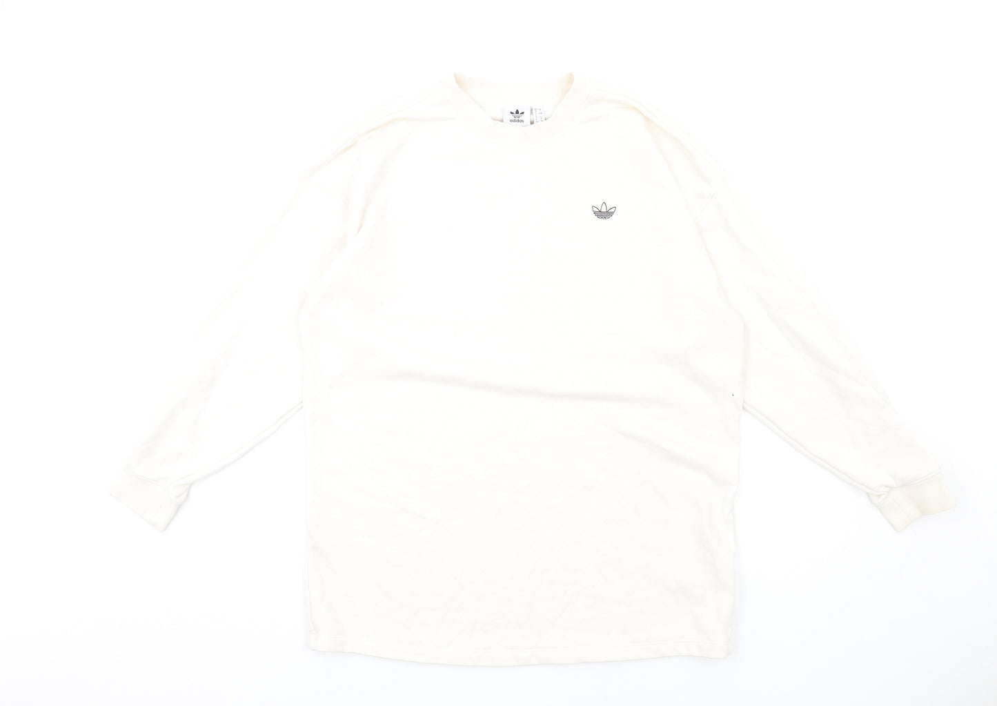 adidas Womens Ivory Cotton Pullover Sweatshirt Size 8 Pullover - Rhinestone Logo