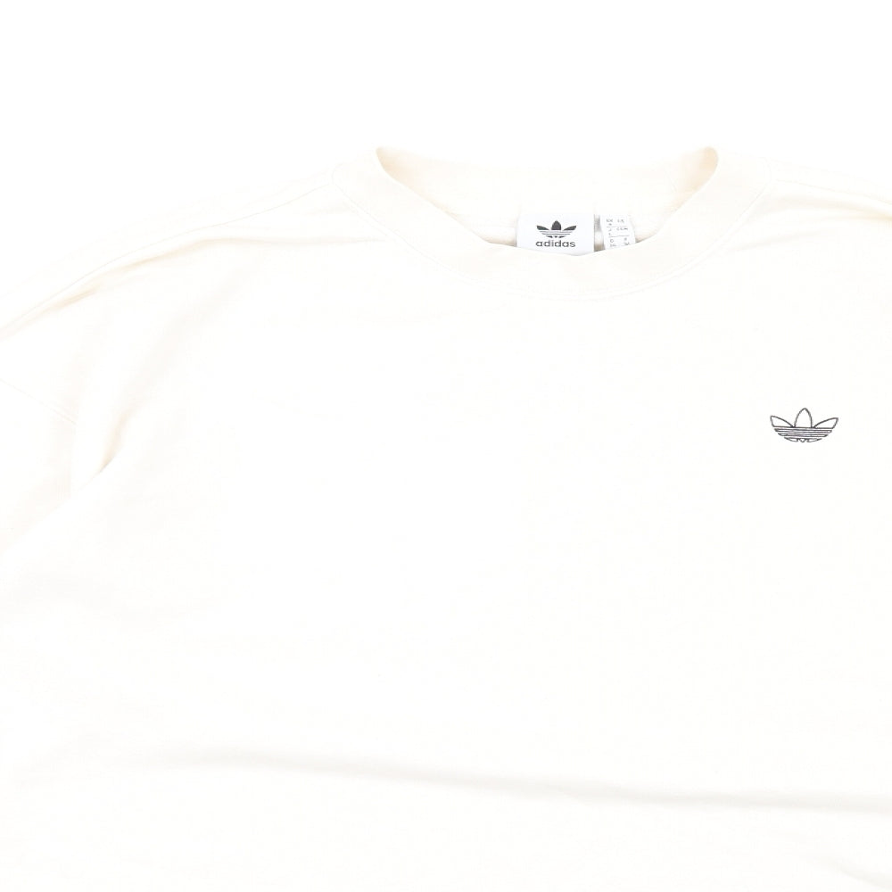 adidas Womens Ivory Cotton Pullover Sweatshirt Size 8 Pullover - Rhinestone Logo